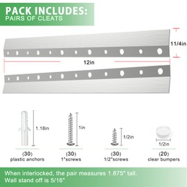 12"-4 Pairs French Cleat Hanger,Z-Hanger Picture Hanging Kit,Wall Mounting Brackets Cleat Picture Hanger Kit Z Bar Clips for Hanger Supports 100lbs,Z Bar Hanger for Pictures,Mirrors,and Art