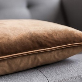 MIULEE Velvet Cushion Covers 50cm x 50cm Chocolat Decorative Square Throw Pillow Covers Flanges Pillowcases Soft for Livingroom Sofa Bedroom with Invisible Zipper 20 x 20 Inch Pack of 2