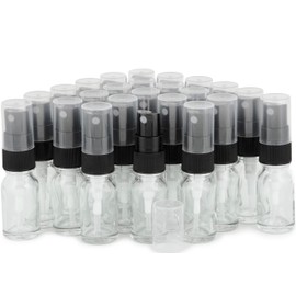 Vivaplex, 24, Clear, 10 ml (1/3 oz) Glass Bottles, with Black Fine Mist Sprayer's