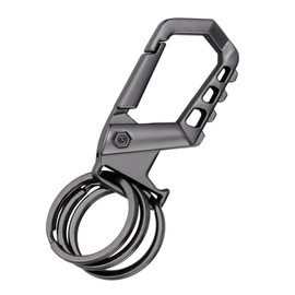 lasuroa Heavy Duty Keychain, Versatile Carabiner Keychain Clip with Bottle Opener and 3 Key Rings Stylish Zinc Alloy Metal Car & Home Keys Holder for Men & Women (Gun Black)