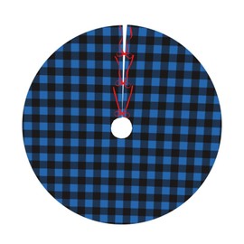 Blue Black Buffalo Plaid Christmas Tree Skirt 36 Inches Xmas Tree Skirt Tree Mat Holiday Supplies Christmas Tree Decorations