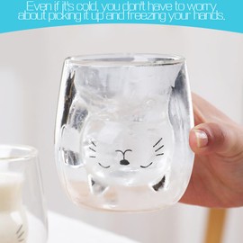 Gohytal Double-Walled Glasses Cup, Cute Cat Cups, 200 ml, Double-Walled Insulated Glasses, Coffee Tea Glasses for Tea, Milk, Coffee Cups, Gift for Birthday, Women, Children, Men, Christmas,
