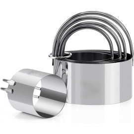 Biscuit Cutter Set (5 Pieces/Set), Round Cutters Stainless Steel Biscuit Cutter with Handle in Graduated Sizes Round Shape Molds, Professional Baking Dough Tools