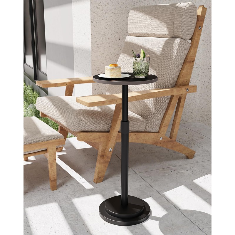 GUOHNHE Height Adjustable Drink Table, Vintage Round Indoor Metal Plant