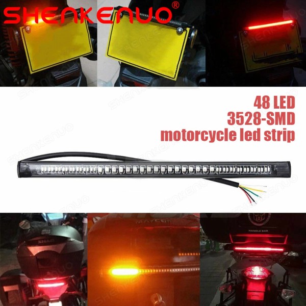 SHENKENUO Flexible Motorcycle LED Strip 48LED Brake Stop Turn Signals