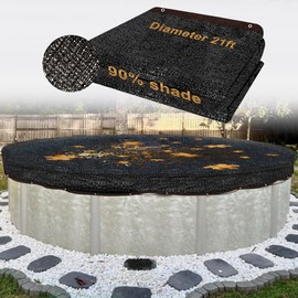 Pool Leaf Net Cover Above Ground Pool Leaf Net Cover for 18FT Round Pool, 21.33FT Diameter Mesh Pool Leaf Net Cover Mesh Tarp w/Grommets, Resistant Garden Netting for Trampoline (Not Include Rope)