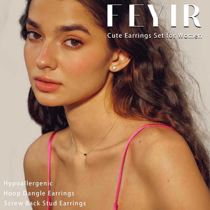 FEYIR 15 Pairs Screw Back Earrings Set for Women Hypoallergenic
