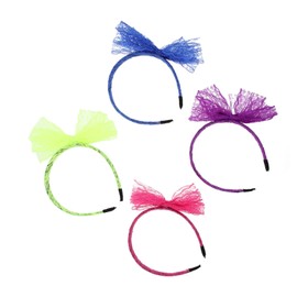 IWOWHERO 4pcs Women Big Lace Bow Headbands Fashion Bow Hair Hoops for Women Party Hair Decor