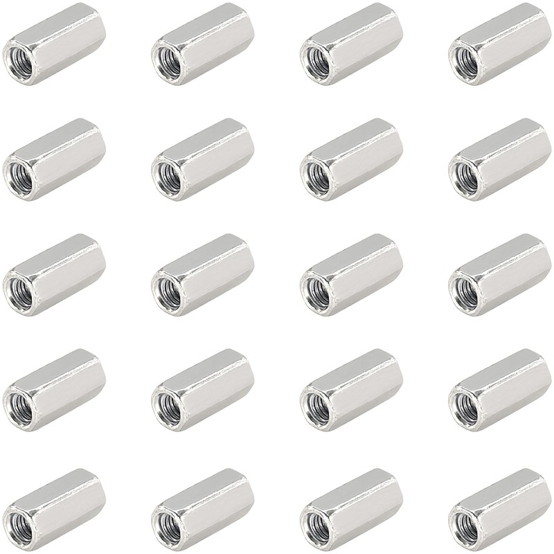 20 PCS Long Rod Nuts,Hex Coupling Nuts Fasteners,Hex & Machine