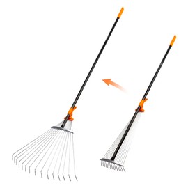 AgroPro Leaf Rake for Lawns, Adjustable Garden Rake for Leaves with Long Handle, 61 Inches