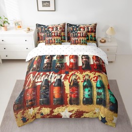 Feelyou Kids Vintage Cola Comforter Set with Sheets Queen, Drinks 7 Piece Bedding Set Toddler Boys Girls Summer Bed in a Bag Cool Summer Bed Set