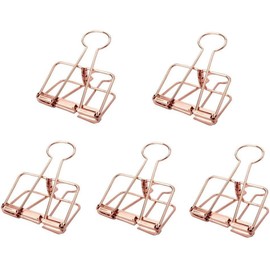 5Pcs Rose Gold Multifunctional Paper Clips with Metal Hollowed Card Bill Note Clip Clamp Office Stationary Binder and Paper Clips,Clips, Clamps and Rings