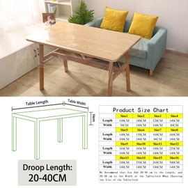 DIKARIYA Transparent Washable Tablecloth 140 x 280 cm Table Film Transparent PVC Plastic Tablecloth Transparent Plastic Tablecloth Transparent Film Transparent Film Transparent Film Transparent Film