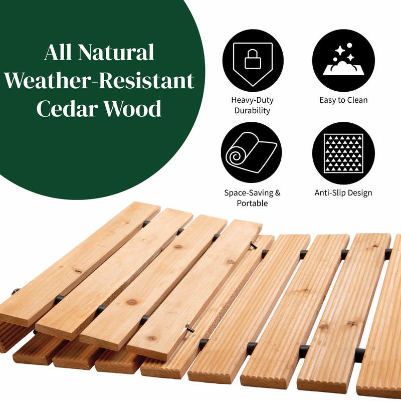 Plow & Hearth Outdoor Wooden Pathway, Natural Waterproof Weatherproof Hardwood