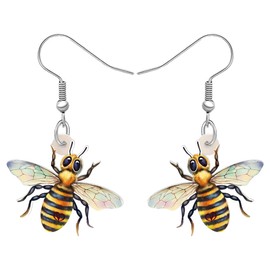 TIZURO Acrylic Cute Bumble Bee Earrings Spring Summer Bug Insects Design Trendy Dangle Jewelry For Women Wasp Lovers Gifts (Lemon)