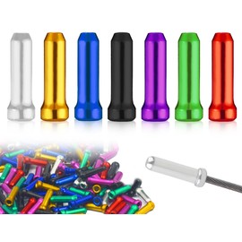 KAPSING Pack of 105 End Caps, Brake Cable, Bicycle End Caps, Brake Cable End Ferrules, Aluminium Alloy End Cap, Brake Cable for Brake Cable, Shift Cable (7 Colours)