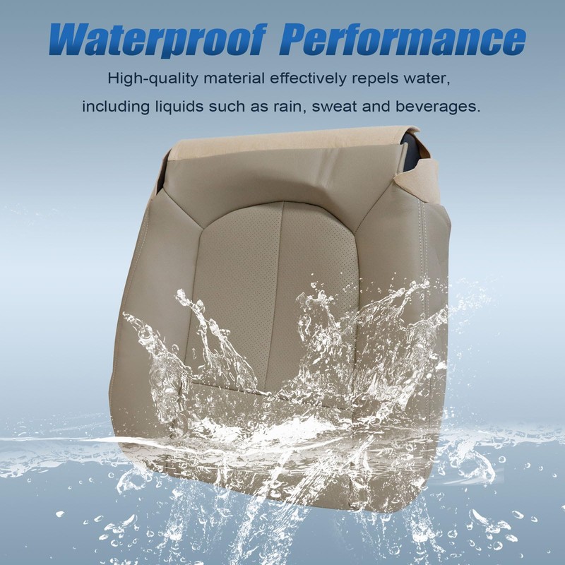 SecosAutoparts Driver Side Bottom Replacement Perforated Leather Seat Cover Tan