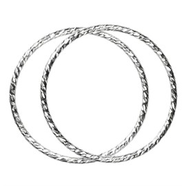 uGems 2 Sterling Silver Sparkle Stacking Rings Size 9