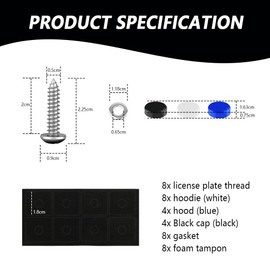 Car Number Plate Screws, M5 License Plate Screws with Caps for Attaching and Covering License Plates, Universal Car Accessories for Car, SUV, Motorcycle, Truck, Caravans