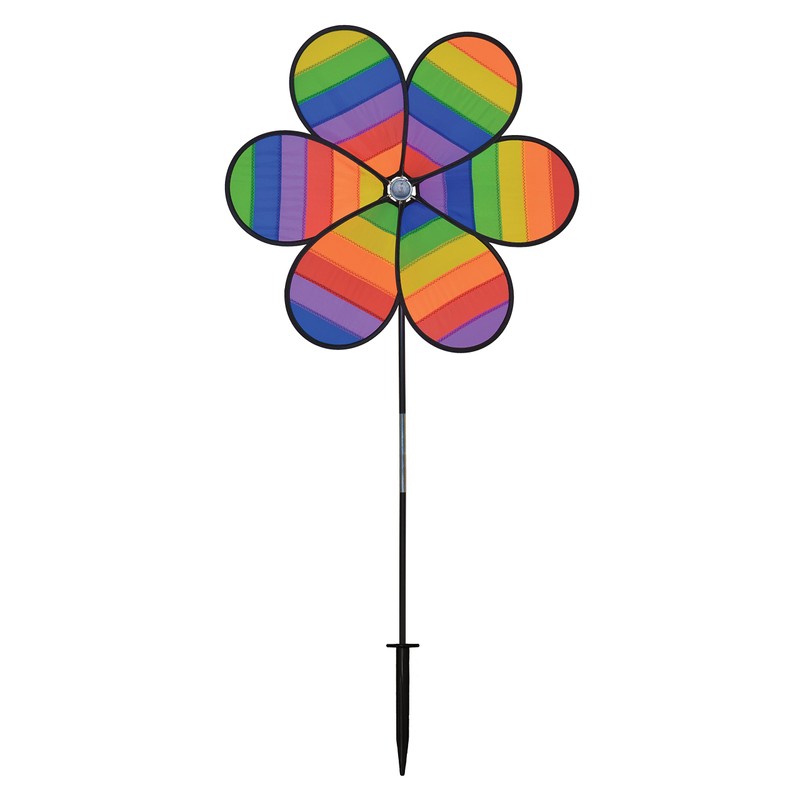 In the Breeze 6-Petal Flower Spinner, 19.5-Inch Rainbow Dazee Flower