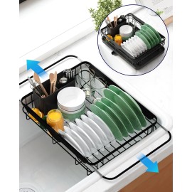 Kitsure Compact Kitchen Dish Drying Rack with Drainboard and Cutlery Holder