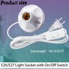 25ft Light Bulb Base with Cord E26/E27 Light Socket with