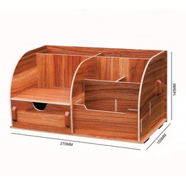 EXERZ Wooden Desk Organiser/Desk Tidy Caddy/Pen Holder - Remote Holder with 7 Compartments - Assembly by Youself Easily (Wooden)