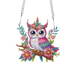 JZHYOAN Diamond Art Gem Suncatchers Acrylic Mosaic Window Ornament DIY Owl Hanging Diamond Painting Craft Pendant Window Wind Chime Hanging Pendant for Adult Office Room Family Decoration