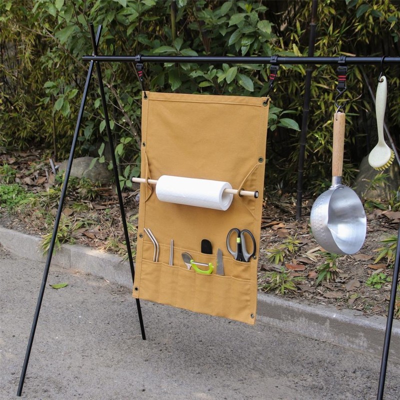 Outdoor Camping Tableware Storage Bag Portable Hanging Canvas Utensil Tissue