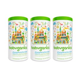 BabyGanics All-Purpose Surface Wipes, Unscented, 75 Count (Pack of 3)