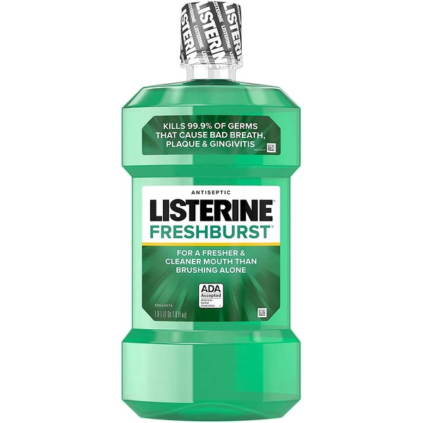 Listerine Freshburst Antiseptic Mouthwash with Oral Care Formula to Kill 99% of Germs that Cause Bad Breath & Fight Plaque & Gingivitis, ADA Accepted Mouthwash, Spearmint Flavor, 1 L