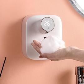 Automatic Soap Dispenser Touchless,Soap Dispenser for Kitchen Sink,Foaming Soap Dispensers-Rechargeable, Adjustable Foam Volume with Digital Display & Temperature Monitoring (White)