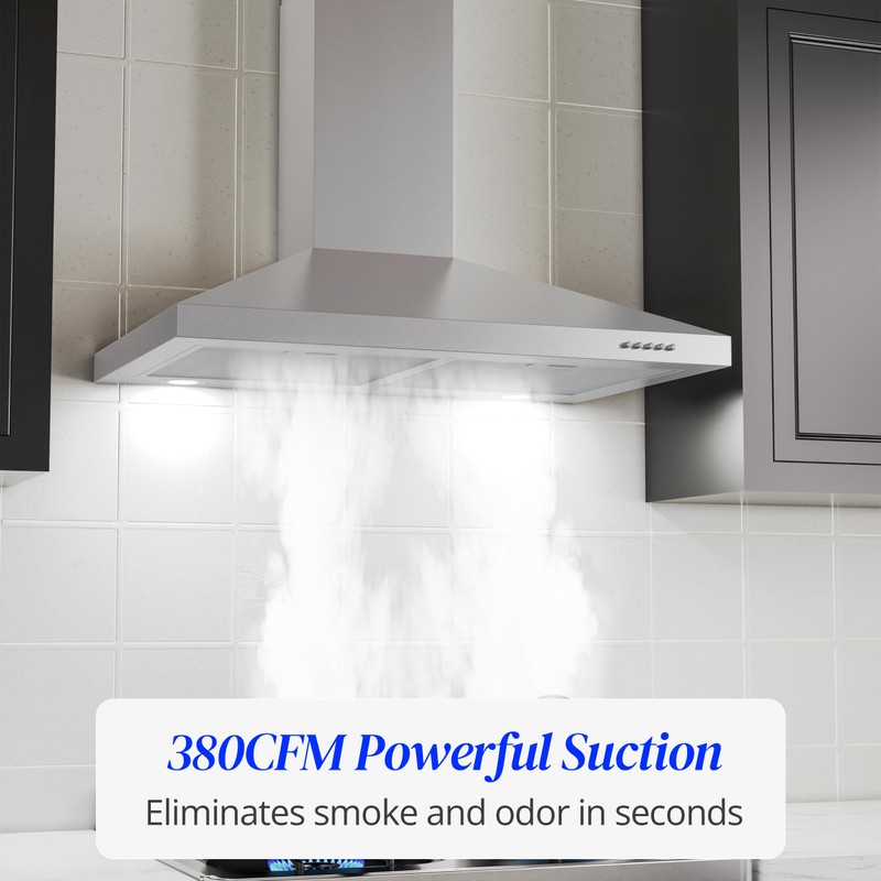 FIREGAS Range Hood 30 inch, Wall Mount Range Hood with