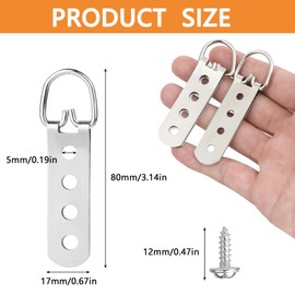 Pack of 4 D-Ring Picture Frame Hanging Hooks, Picture Hanger with 16 Pieces Screws, Picture Hanger for Heavy Pictures, D-Ring Picture Hangers, Picture Hangers, Robust for Hanging Artwork, Frames