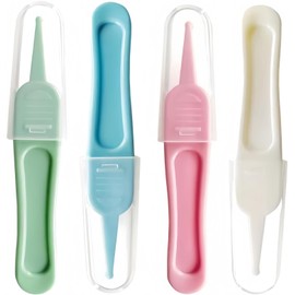 Heyumybit Baby Ear & Nose Cleaning Clip,4 Pcs Plastic Round-Head Nasal Tweezers,Baby Nose Picker for Cleaning The Nasal Cavity,Nose Cleaning Tools,Gentle and Safe