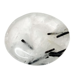 KRIO 1 x Turmalinquarz Scheibenstein IOV250307 Therapiestein - Größe L Steinlänge 50 bis 53mm, Dicke ca 10mm (Turmalinquarz 7)