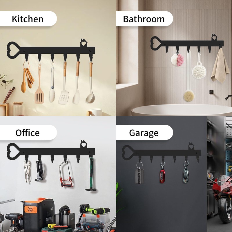 GENHH Pack of 2 Key Rack, Key Holder Wall in