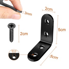Pack of 16 corner connectors, angle connectors, 90 degree angle brackets, L-shape, right angle metal connector with screw (50 x 50 x 3 mm)
