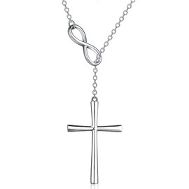 Infinity Cross Necklace Infinite Cross Pendant for Women Sterling Silver Cross Necklace Faith Hope Simple Silver Cross Jewelry Christian Cross Pendant Sideaway Cross Necklace Jewelry