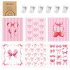 6 Pack Pink Bow Swedish Dishcloths for Kitchen, Bow Swedish Rags Dish Towels with Clips, Reusable Paper Towels Washable Absorbent Cellulose Sponge Cloths No Odor for Cleaning Home Kitchen