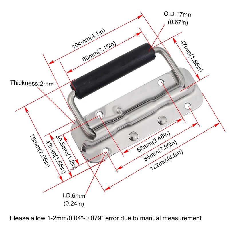 NRC&XRC 2Pcs 304 Stainless Steel Spring Handle Prop Box Tool