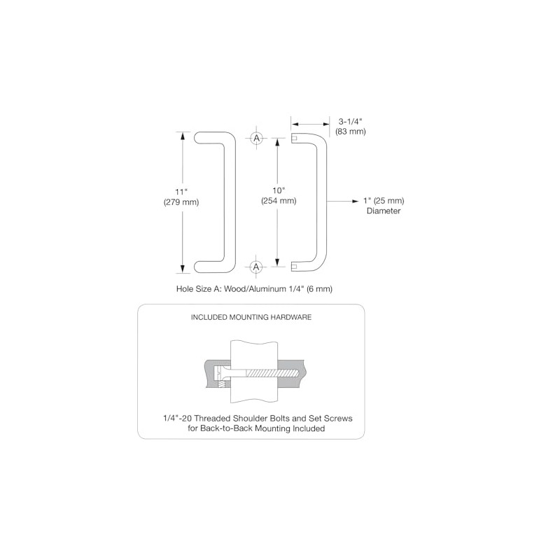 CRL M21741028 10" Clear Anodized Offset Pull Handles Back-to-Back