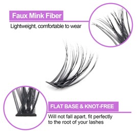 KISSXIAOYA Cluster Eyelashes Extensions, 240pcs 40D 0.07D Curl Soft Individual Lashes Natural False Eyelashes Cluster DIY Eyelash Extension(10mm 40D 0.07D Curl)