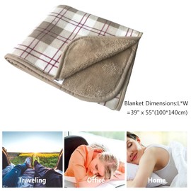 Rexmore Flannel Wearable Blanket Poncho, Classic Plaid Lap Blanket Throw with Button Closure for Couch, Bed & Office (Brown-White, Medium(55”x39”))