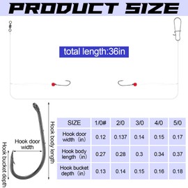 JolliLudo 10 Pcs Saltwater Fishing Rigs Fishing Leader Hooks Fish Line Nylon Wire with Hook Gear and Equipment Tackle Kit for Saltwater Bass/Grouper Fish