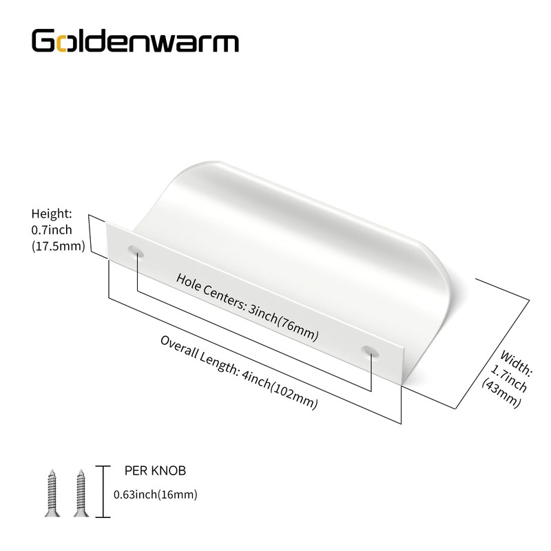 Goldenwarm 10 Pack Kitchen Cabinet Handles 3 Inch White Finger