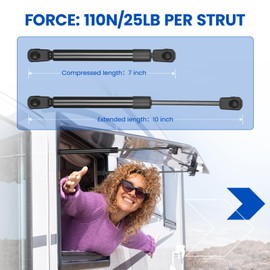SYKRSS 232076 201237 10" Gas Strut,25Lbs/111N Lift Support,10 inch Gas Spring for Truck Pickup Tool Box Lid RV Overhead Cabinet Door Toy Toolbox Cover Boat Replacement Parts, 2-Piece Set