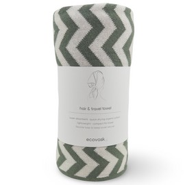 Ecovask Travel Towel & Hair Wrap - Organic Cotton, Original / Sage Chevron