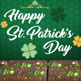 Mauts-inus St Patricks Day Floor Leprechaun Footprints 6 Sheets Lucky Rainbow Self-Adhesive Shamrock Gold Coin Decals clings Party Supplies for School Home Decorations