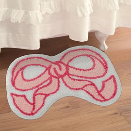 Urtlmaji Coquette Bow Rug Pink Bath Mat Bathroom Rugs, Non Slip Cute Bath Rugs Microfiber Plush Bow Decor, Small Preppy Room Decor Washable Absorbent Girl’s Bedside Rug for Bathtub Sink 35"x24"